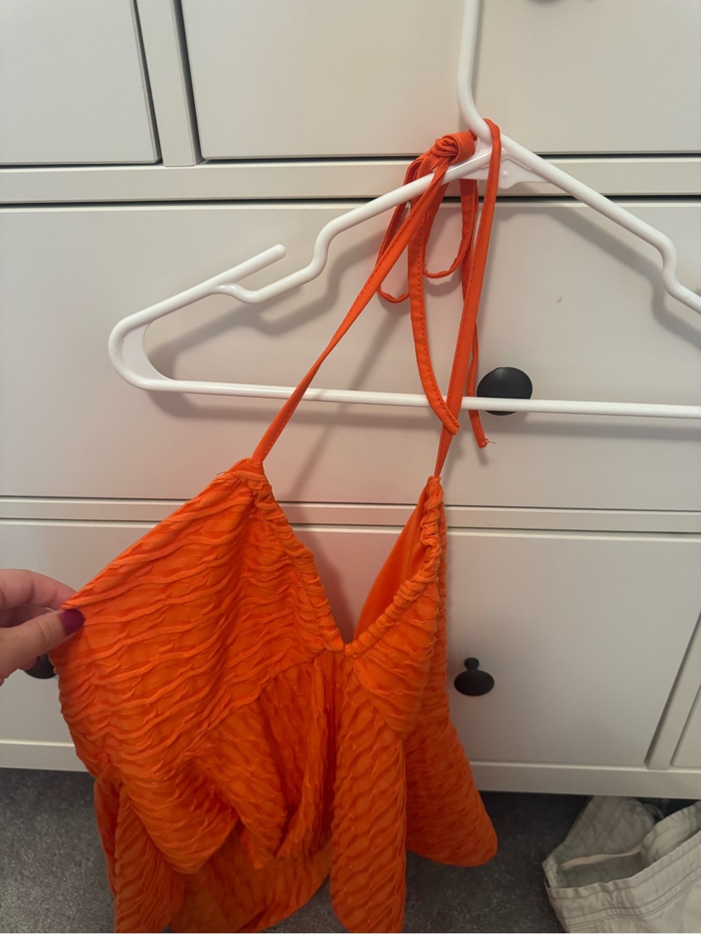 Women’s Orange Halter Textured Camisole